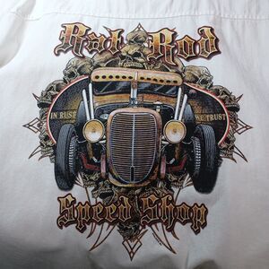 Vintage Biker Apparel Co White Denim Sleeveless Shirt 3XL Rat Rod Speed Shop